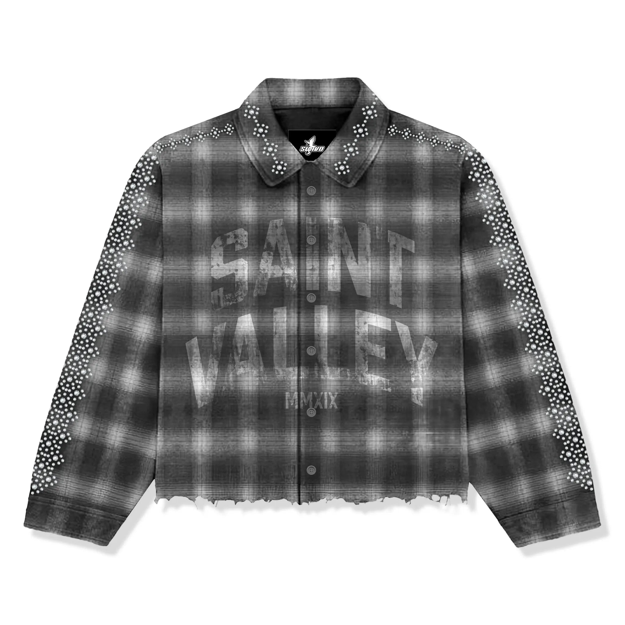 Front View of Suavo London Saint Valley Black Flannel Shirt